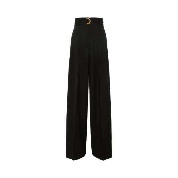 Max Mara Serio High-Waisted Woollen Cloth Trousers in Black | Wide leg pants | Luxury Shoes 
