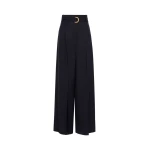 Max Mara Serio High-Waisted Woollen Cloth Trousers in Navy | Wide leg pants | Luxury Shoes 