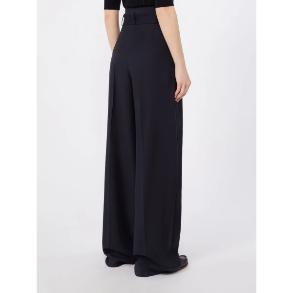 Max Mara Serio High-Waisted Woollen Cloth Trousers in Navy | Wide leg pants | Luxury Shoes 