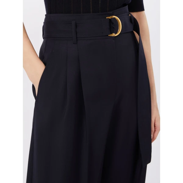 Max Mara Serio High-Waisted Woollen Cloth Trousers in Navy | Wide leg pants | Luxury Shoes 