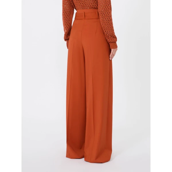 Max Mara Serio High-Waisted Woollen Cloth Trousers in Terra Cotta | Wide leg pants | Luxury Shoes 