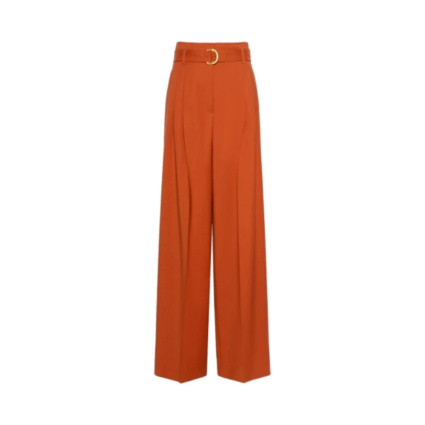 Max Mara Serio High-Waisted Woollen Cloth Trousers in Terra Cotta | Wide leg pants | Luxury Shoes 