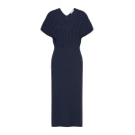 Max Mara Serio Rib-Knit Viscose Crepe Dress in Ultramarine | Midi Dresses | Luxury Shoes 