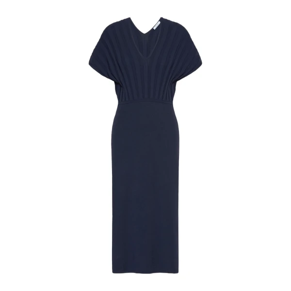 Serio Rib-Knit Viscose Crepe Dress in Ultramarine