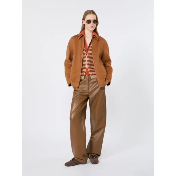 Max Mara Sfere Wool, Cashmere and Silk Zip Coat in Caramel | Wool Coat | Luxury Shoes 