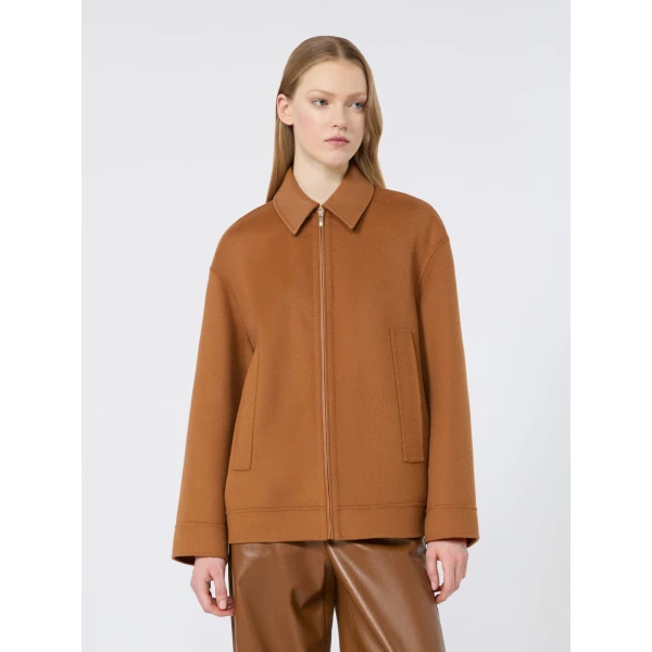 Max Mara Sfere Wool, Cashmere and Silk Zip Coat in Caramel | Wool Coat | Luxury Shoes 