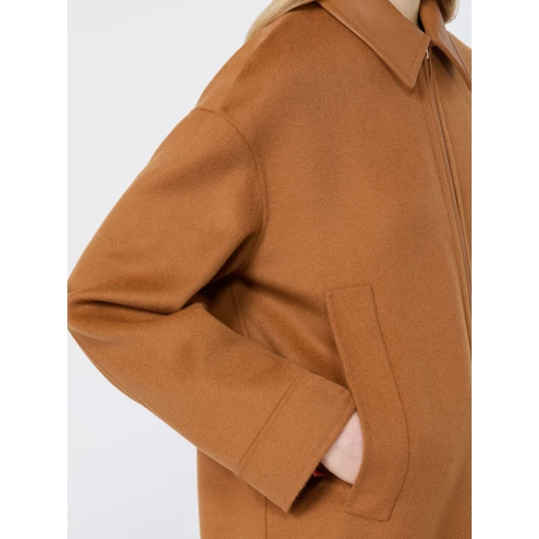 Max Mara Sfere Wool, Cashmere and Silk Zip Coat in Caramel | Wool Coat | Luxury Shoes 