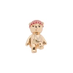 Max Mara Shiny Metal Teddy Bear Brooch in Golden Skin | Brooches & Pins | Luxury Shoes 