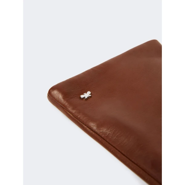 Max Mara Short Nappa Leather Gloves in Tobacco | Gloves | Luxury Shoes 