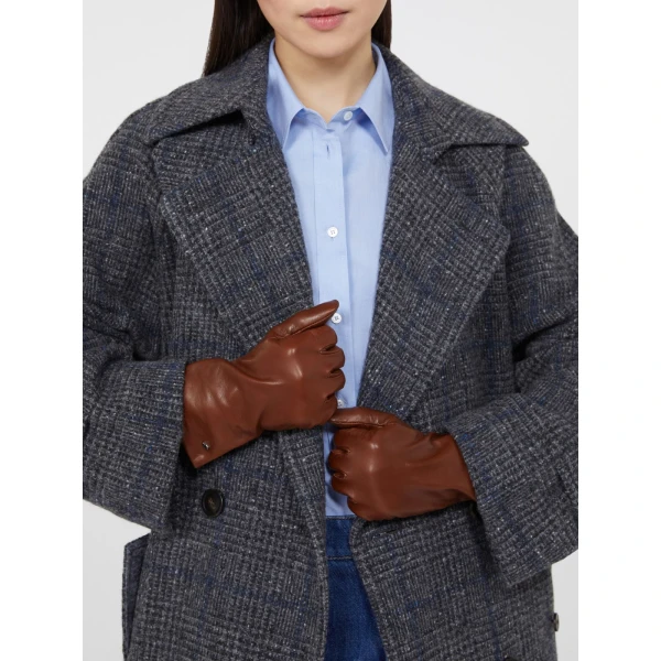 Max Mara Short Nappa Leather Gloves in Tobacco | Gloves | Luxury Shoes 