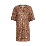 Max Mara Short Sequinned Jersey Dress in Brown | Mini Dresses | Luxury Shoes 