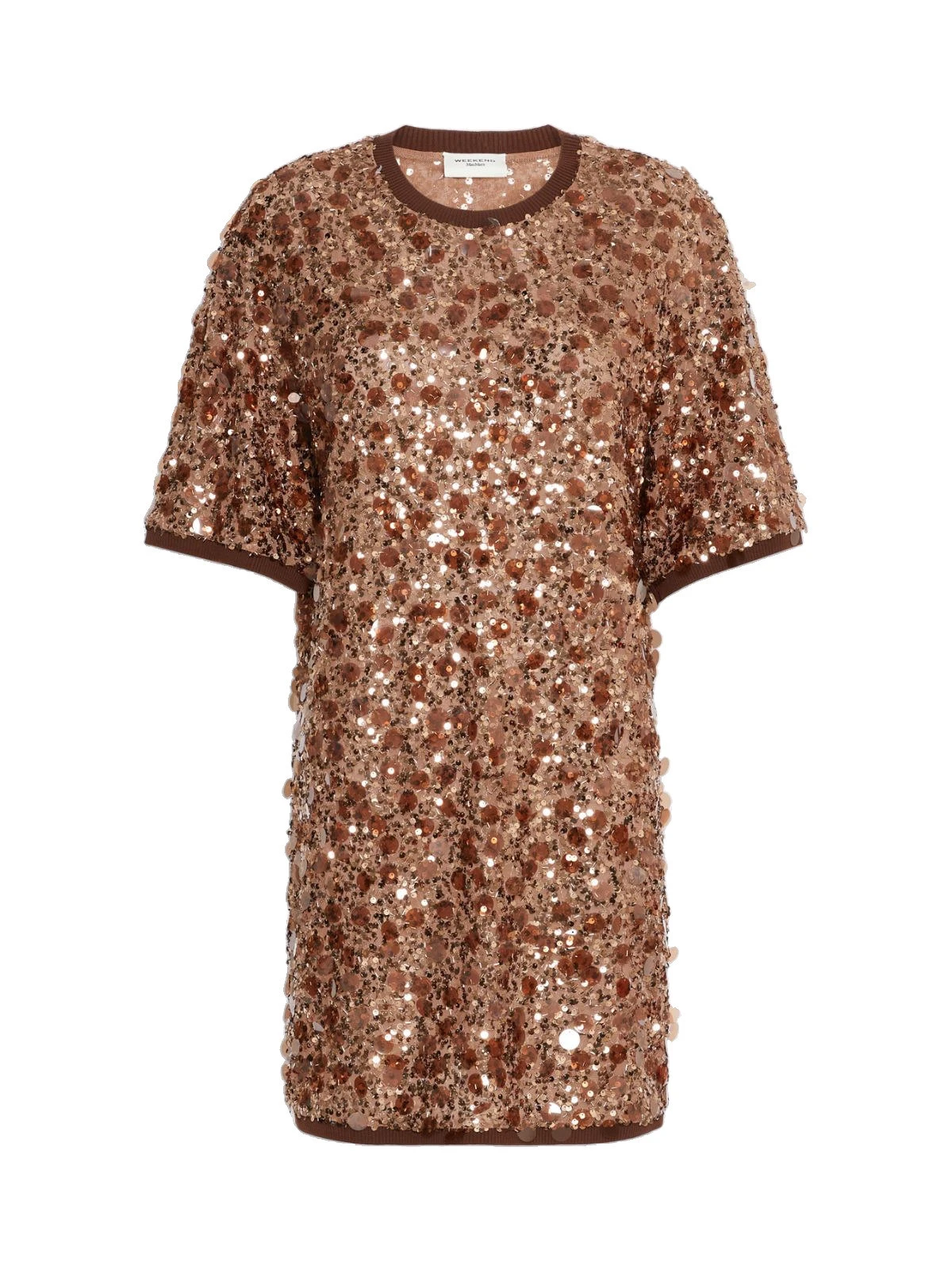 Max Mara Short Sequinned Jersey Dress in Brown Max Mara Short Sequinned Jersey Dress in Brown | Mini Dresses | Luxury Shoes
