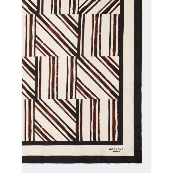 Max Mara Siam Printed Silk Twill Scarf in Chocolate | Scarves | Luxury Shoes 