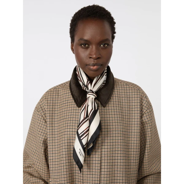 Max Mara Siam Printed Silk Twill Scarf in Chocolate | Scarves | Luxury Shoes 