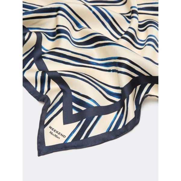 Max Mara Siam Printed Silk Twill Scarf in Ivory | Scarves | Luxury Shoes 