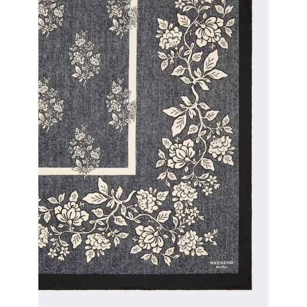 Max Mara Siam Printed Silk Twill Scarf in Midnight Blue | Scarves | Luxury Shoes 