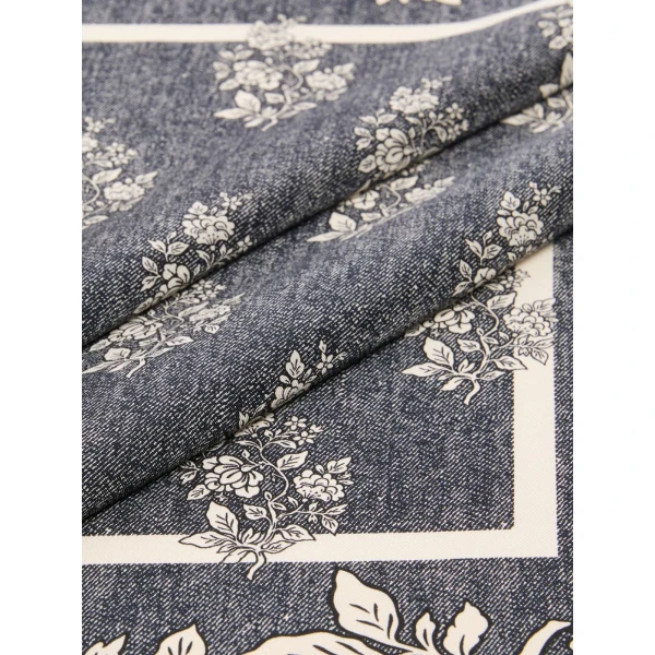 Max Mara Siam Printed Silk Twill Scarf in Midnight Blue | Scarves | Luxury Shoes 