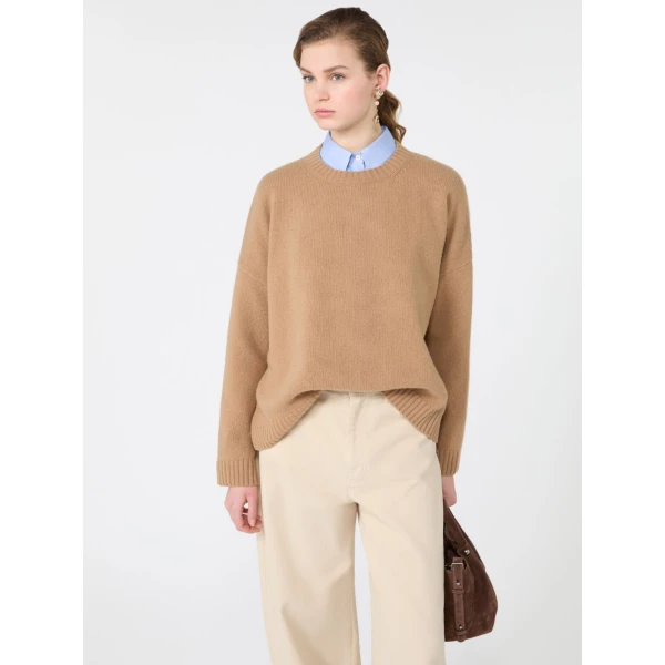 Max Mara Sibari Oversized Wool Jumper in Camel | Sweaters | Luxury Shoes 