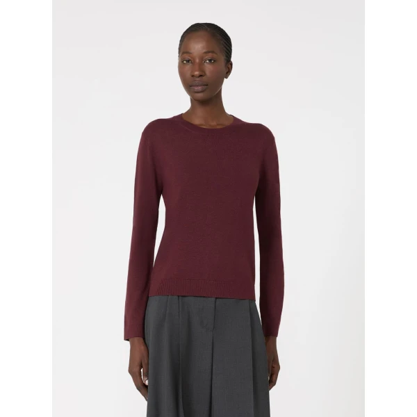Max Mara Sicilia Silk and Wool Jumper in Bordeaux | Sweaters | Luxury Shoes 