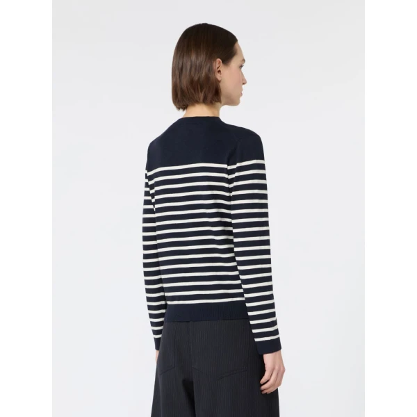 Max Mara Sicilia Silk and Wool Jumper in Navy | Sweaters | Luxury Shoes 