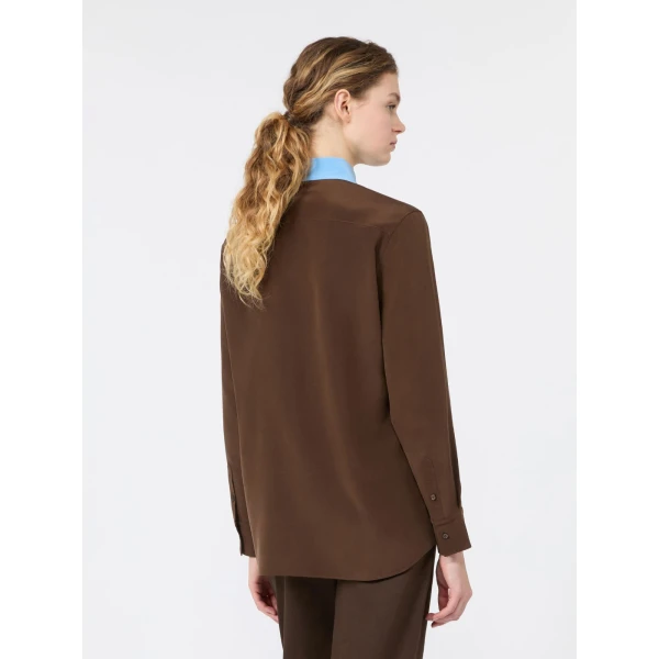 Max Mara Silk Crepe de Chine Shirt in Brown | Shirts | Luxury Shoes 