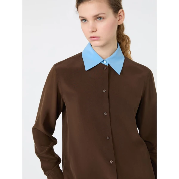 Max Mara Silk Crepe de Chine Shirt in Brown | Shirts | Luxury Shoes 
