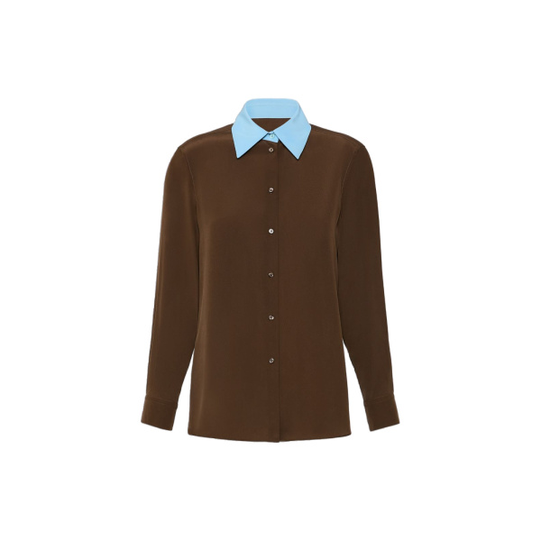 Max Mara Silk Crepe de Chine Shirt in Brown | Shirts | Luxury Shoes 