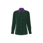 Max Mara Silk Crepe de Chine Shirt in Dark Green | Shirts | Luxury Shoes 