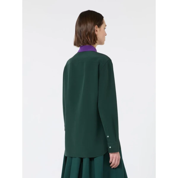 Max Mara Silk Crepe de Chine Shirt in Dark Green | Shirts | Luxury Shoes 
