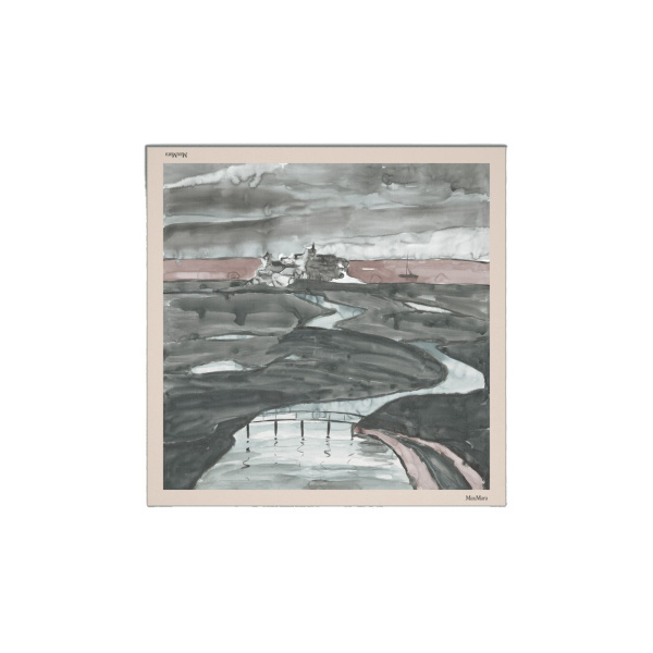 Max Mara Silk Twill Foulard in Beige | Scarves | Luxury Shoes 