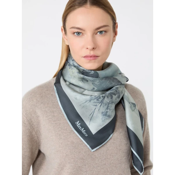 Max Mara Silk Twill Foulard in Midnight Blue | Scarves | Luxury Shoes 