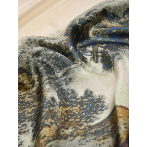 Max Mara Silk Twill Foulard in Shaded Brown Beige | Scarves | Luxury Shoes 