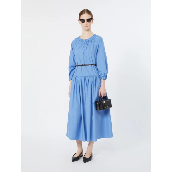 Max Mara Silvana Long Cotton Poplin Dress in Light Blue | Maxi Dresses | Luxury Shoes 