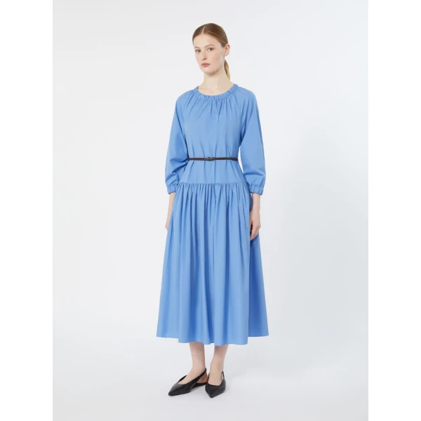 Max Mara Silvana Long Cotton Poplin Dress in Light Blue | Maxi Dresses | Luxury Shoes 