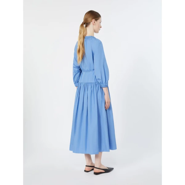 Max Mara Silvana Long Cotton Poplin Dress in Light Blue | Maxi Dresses | Luxury Shoes 