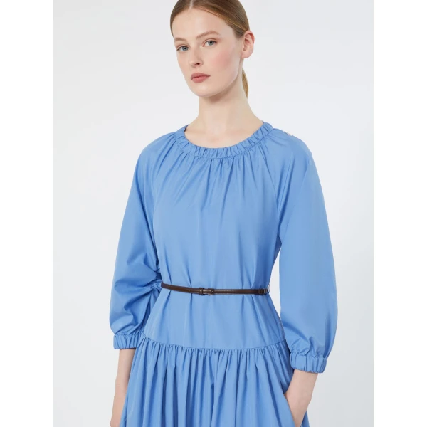 Max Mara Silvana Long Cotton Poplin Dress in Light Blue | Maxi Dresses | Luxury Shoes 