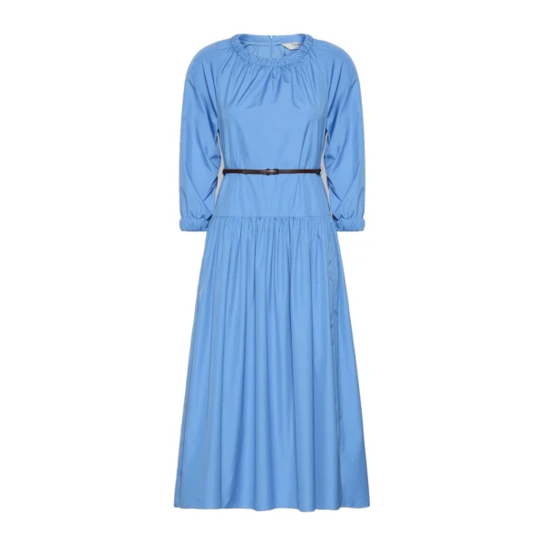 Max Mara Silvana Long Cotton Poplin Dress in Light Blue | Maxi Dresses | Luxury Shoes 
