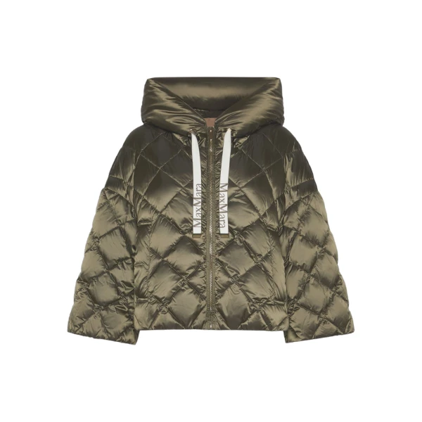 Max Mara Sisoft Cape-Style Water-Repellent Puffer in Moss Green | Jackets | Luxury Shoes 