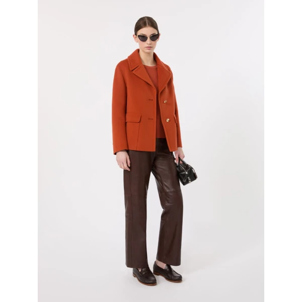 Max Mara Sissy Wool Drap Single-Breasted Jacket in Orange | Blazers | Luxury Shoes 