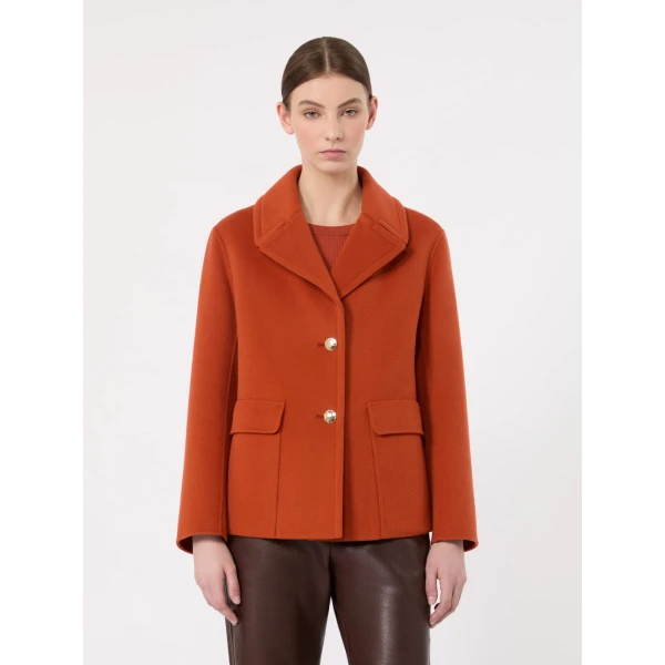 Max Mara Sissy Wool Drap Single-Breasted Jacket in Orange | Blazers | Luxury Shoes 