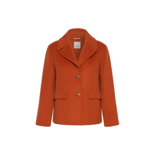 Max Mara Sissy Wool Drap Single-Breasted Jacket in Orange | Blazers | Luxury Shoes 