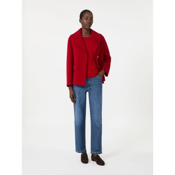 Max Mara Sissy Wool Drap Single-Breasted Jacket in Red | Blazers | Luxury Shoes 