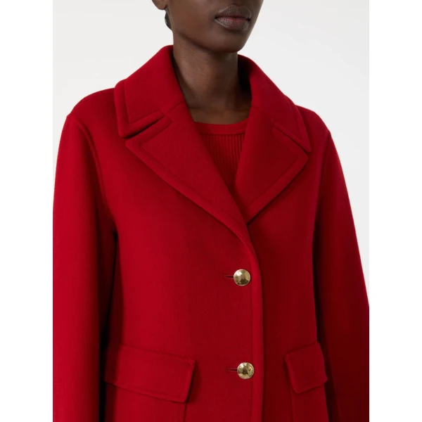 Max Mara Sissy Wool Drap Single-Breasted Jacket in Red | Blazers | Luxury Shoes 