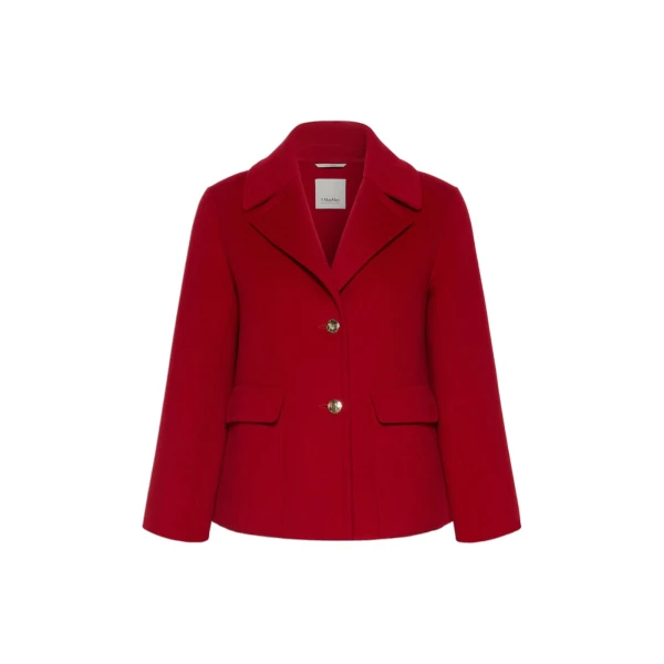 Sissy Wool Drap Single-Breasted Jacket in Red