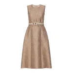 Max Mara Skipper Jacquard Midi Dress in Honey | Midi Dresses | Luxury Shoes 