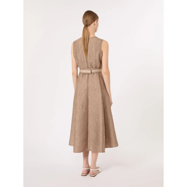 Max Mara Skipper Jacquard Midi Dress in Honey | Midi Dresses | Luxury Shoes 