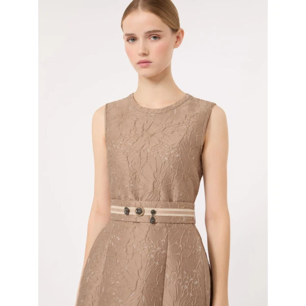 Max Mara Skipper Jacquard Midi Dress in Honey | Midi Dresses | Luxury Shoes 