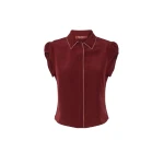 Max Mara Skipper Silk Crepe de Chine Shirt in Ruby | Shirts | Luxury Shoes 