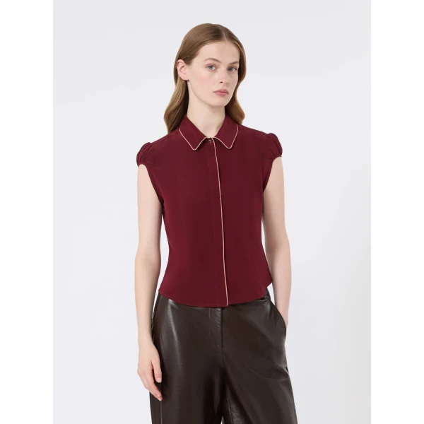 Max Mara Skipper Silk Crepe de Chine Shirt in Ruby | Shirts | Luxury Shoes 