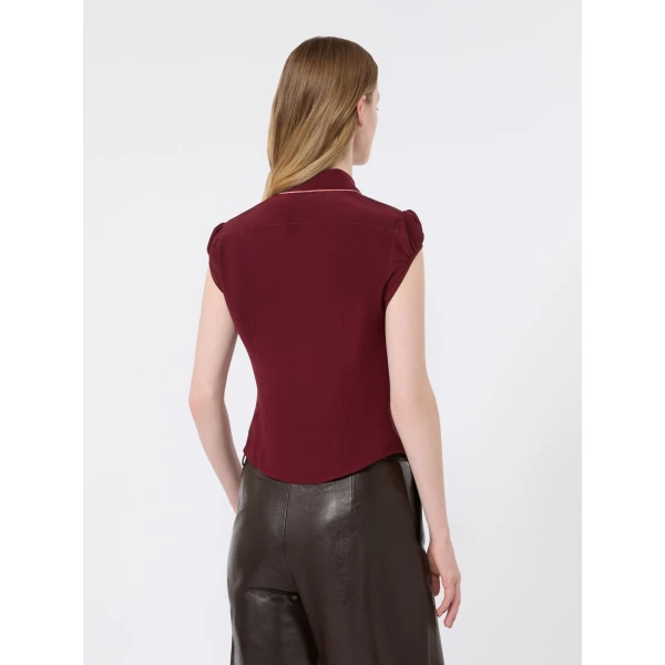 Max Mara Skipper Silk Crepe de Chine Shirt in Ruby | Shirts | Luxury Shoes 